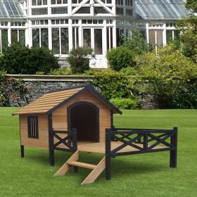 Outdoor Large Wooden Cabin House Style Wooden Dog Kennel with Porch