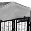 Dog Kennel with Roof Cover Heavy Duty Dog Crate for Medium and Large-sized Dogs, Black (Sandblasted)