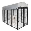 Dog Kennel with Roof Cover Heavy Duty Dog Crate for Medium and Large-sized Dogs, Black (Sandblasted)